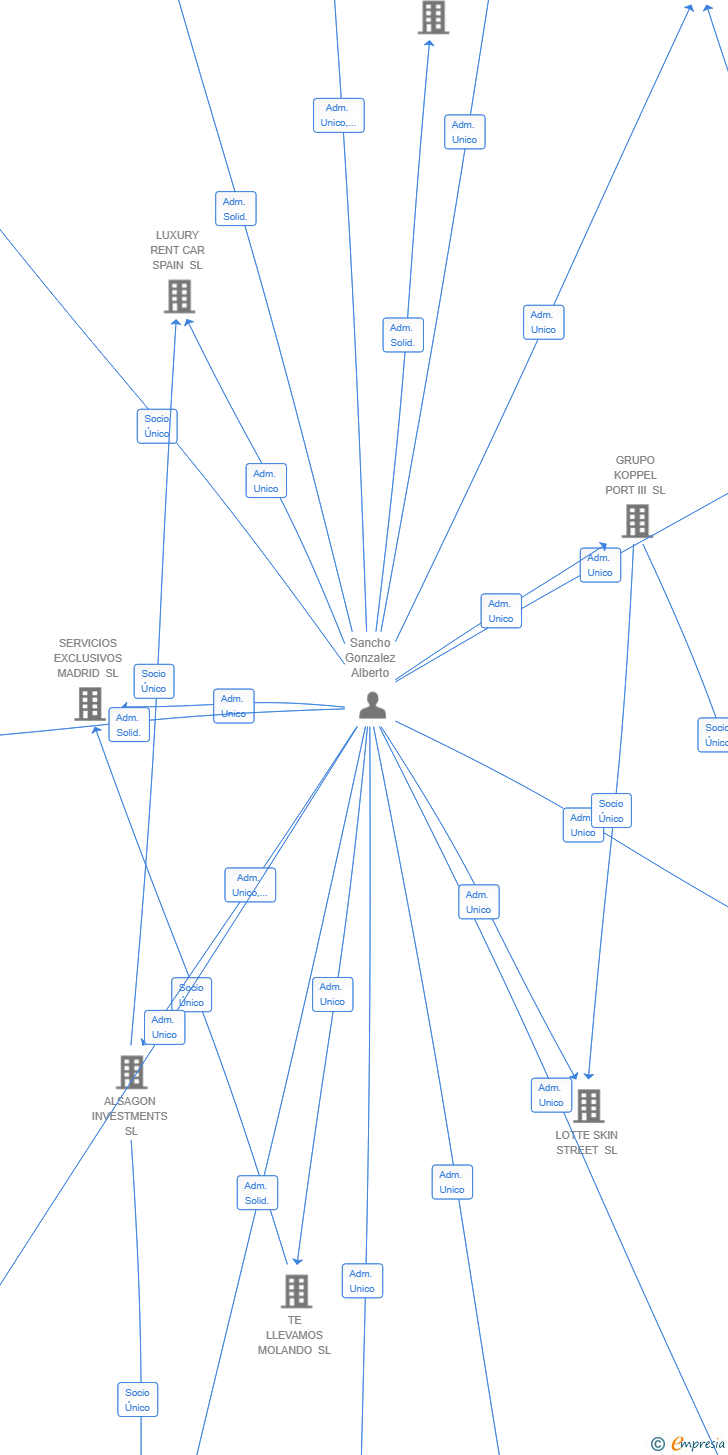 Vinculaciones societarias de INVERSIONES SANAND SL