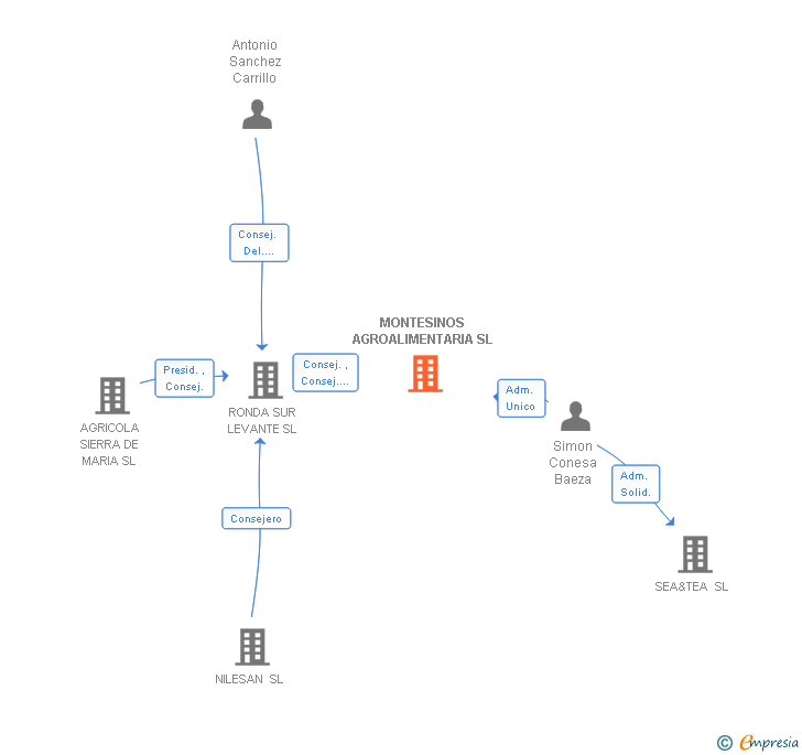 Vinculaciones societarias de MONTESINOS AGROALIMENTARIA SL