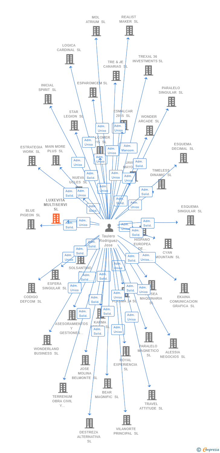Vinculaciones societarias de LUXEVITA MULTISERVI SL