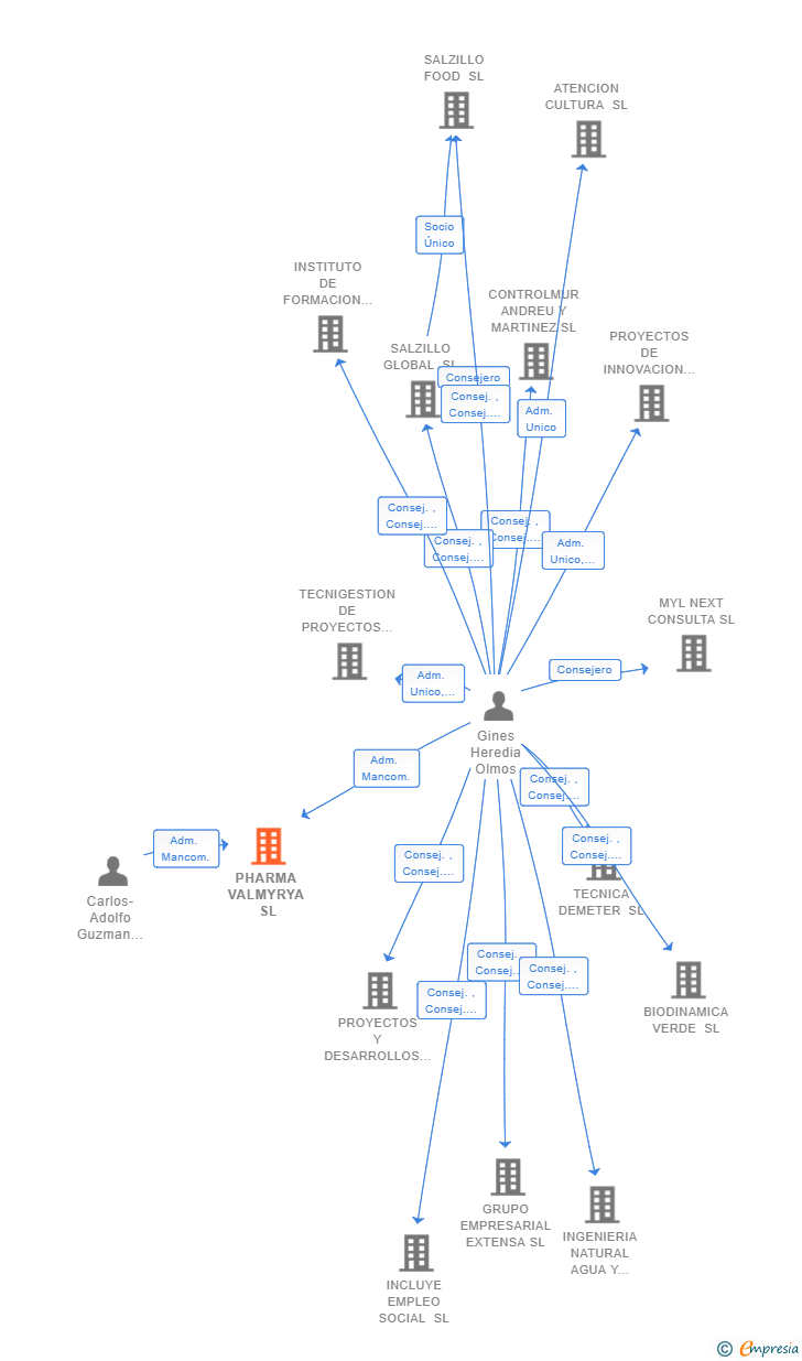 Vinculaciones societarias de PHARMA VALMYRYA SL