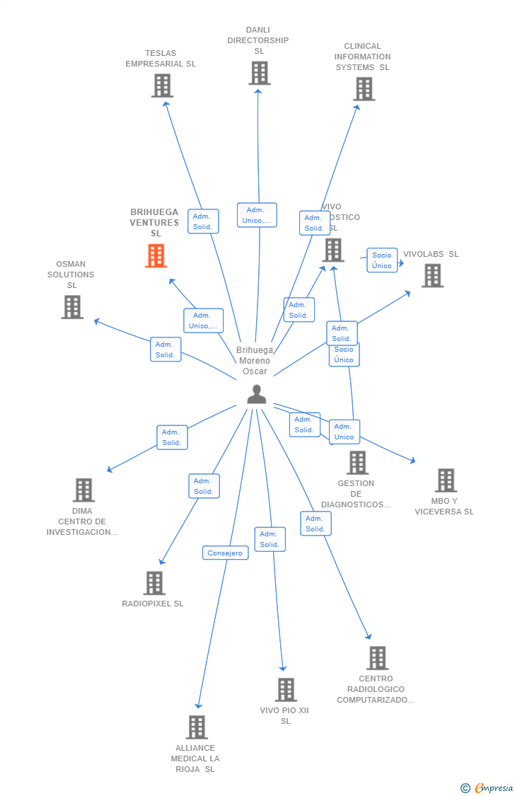 Vinculaciones societarias de BRIHUEGA VENTURES SL
