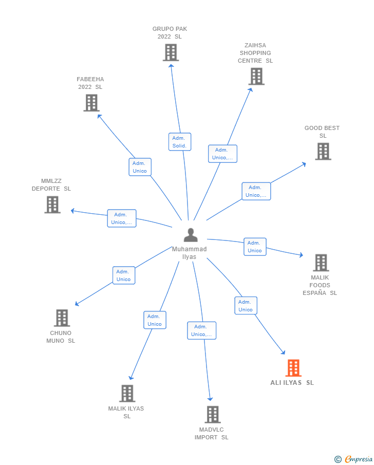 Vinculaciones societarias de ALI ILYAS SL