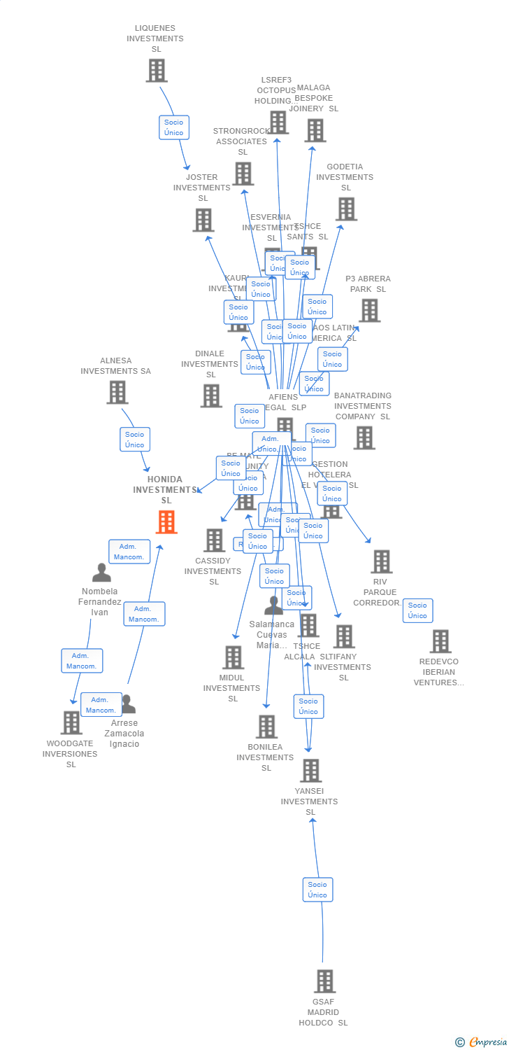 Vinculaciones societarias de HONIDA INVESTMENTS SL
