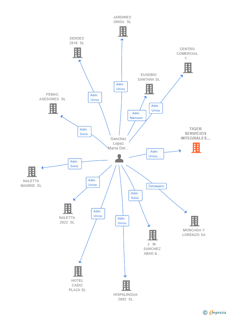 Vinculaciones societarias de TIGER SERVICIOS INTEGRALES SL