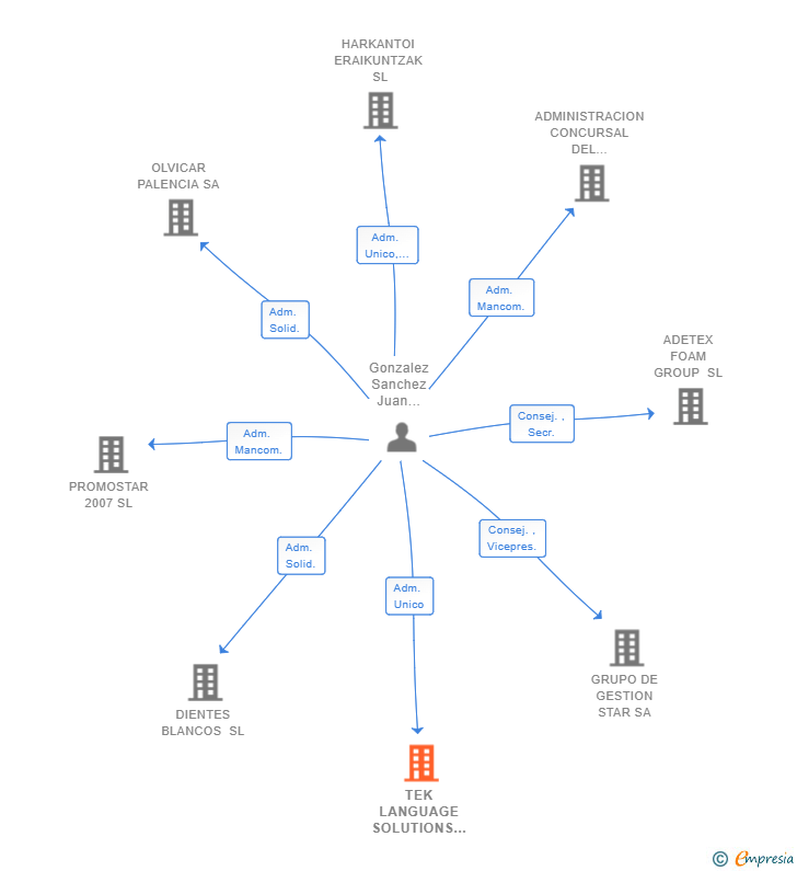 Vinculaciones societarias de TEK LANGUAGE SOLUTIONS SL