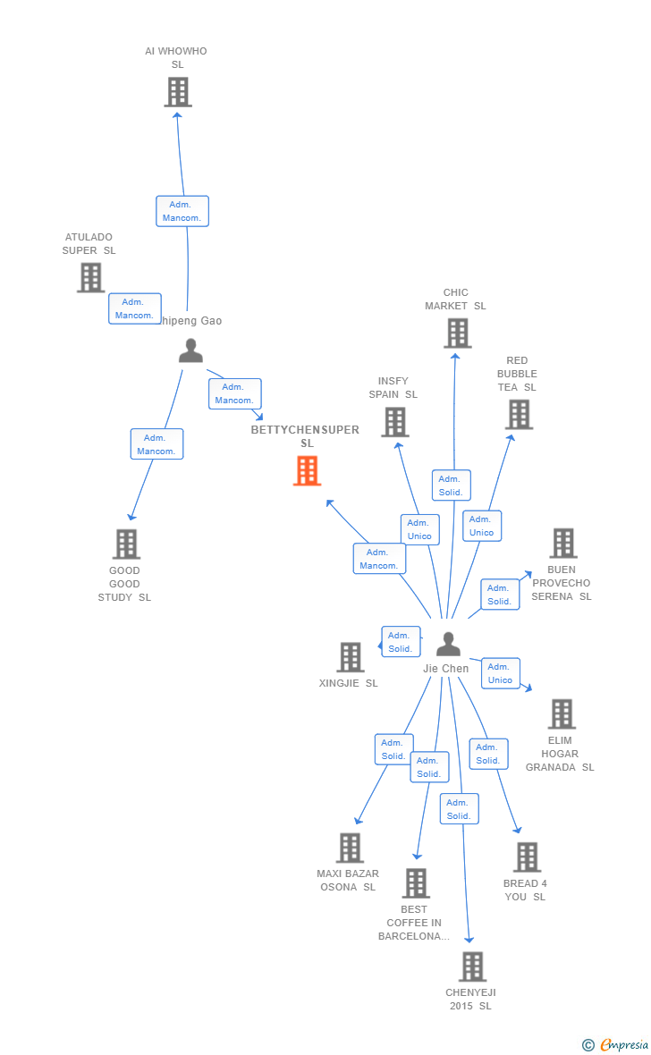 Vinculaciones societarias de BETTYCHENSUPER SL
