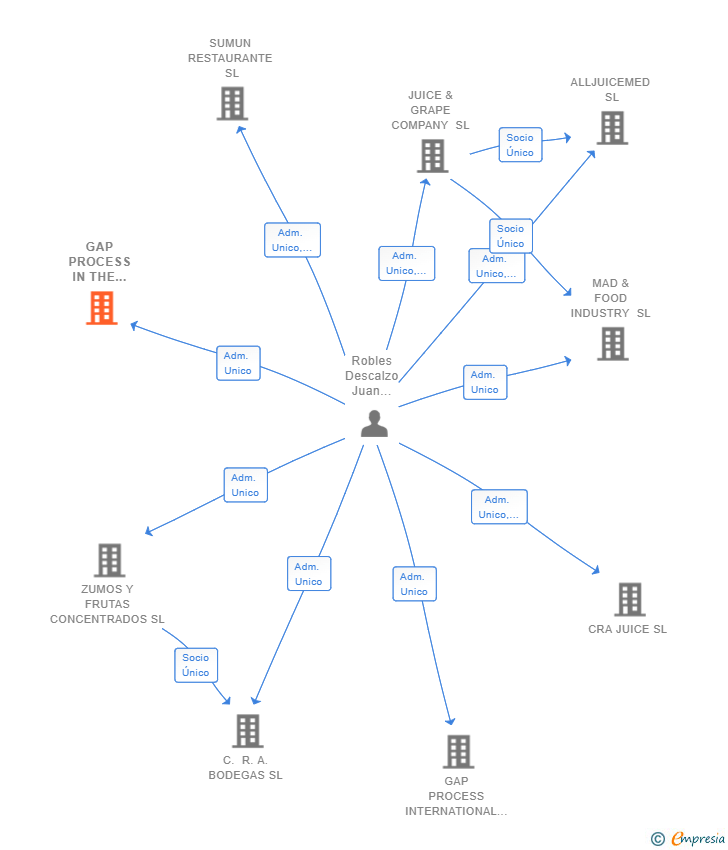 Vinculaciones societarias de GAP PROCESS IN THE WORLD SL