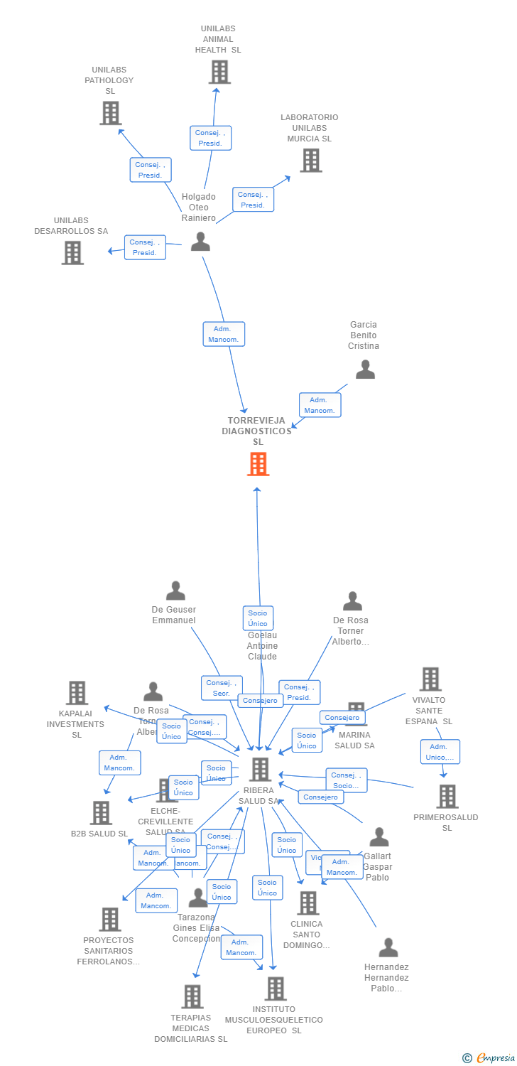 Vinculaciones societarias de TORREVIEJA DIAGNOSTICOS SL