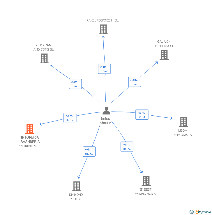 Vinculaciones societarias de TINTORERIA LAVANDERIA VERANO SL