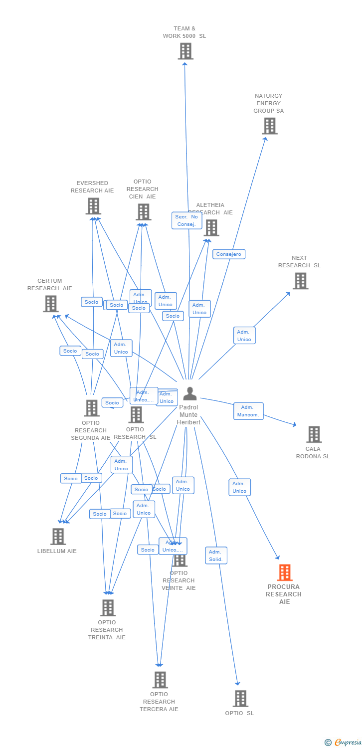 Vinculaciones societarias de PROCURA RESEARCH AIE
