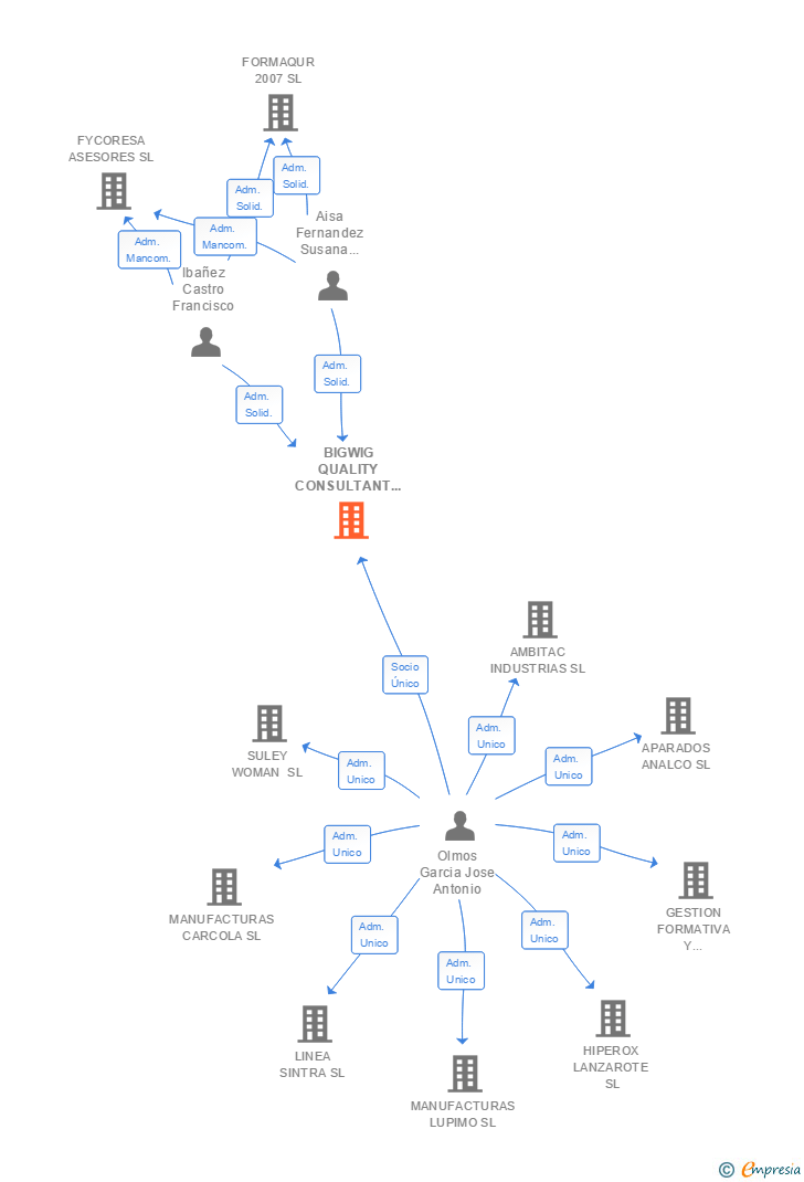 Vinculaciones societarias de BIGWIG QUALITY CONSULTANT RECRUITMENT SL
