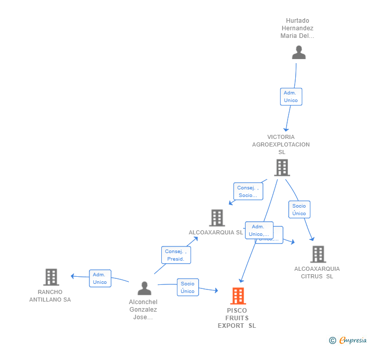 Vinculaciones societarias de PISCO FRUITS EXPORT SL
