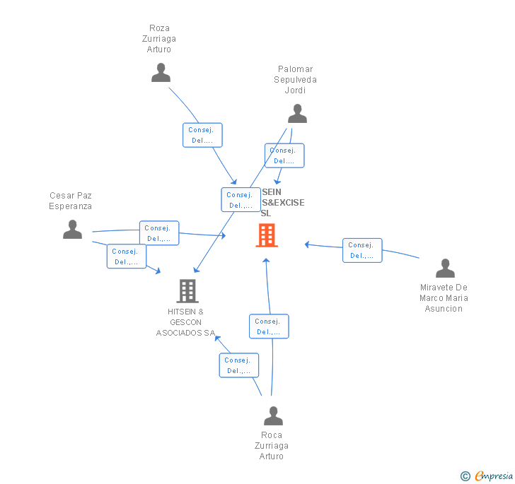 Vinculaciones societarias de HITSEIN CUSTOMS&EXCISE SL