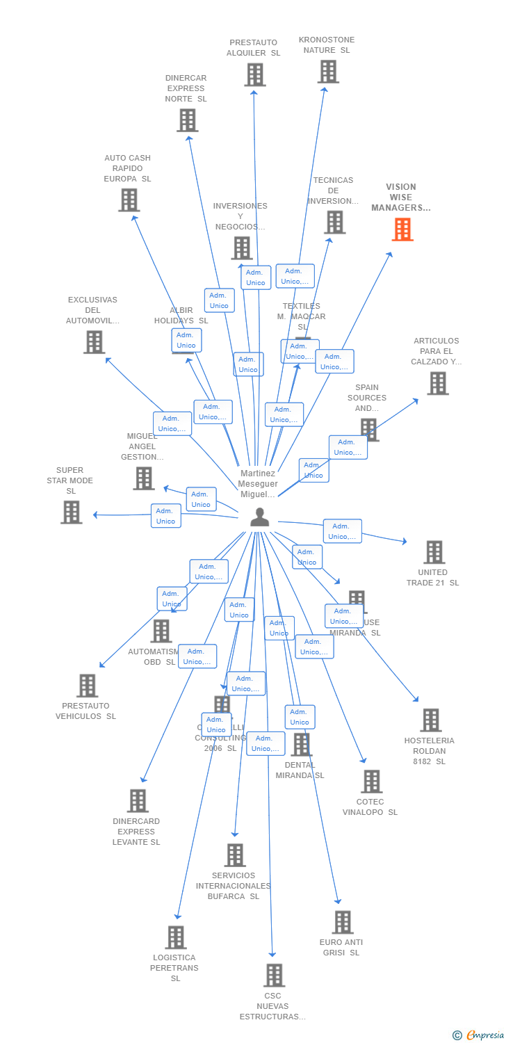 Vinculaciones societarias de VISION WISE MANAGERS SL