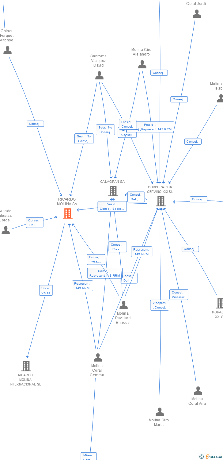 Vinculaciones societarias de RICARDO MOLINA SA