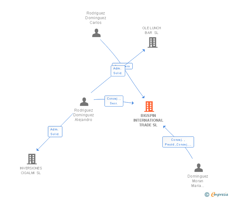Vinculaciones societarias de BIGSPIN INTERNATIONAL TRADE SL