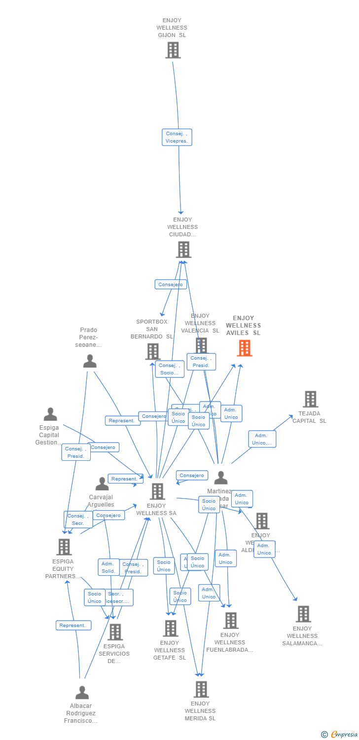 Vinculaciones societarias de ENJOY WELLNESS AVILES SL