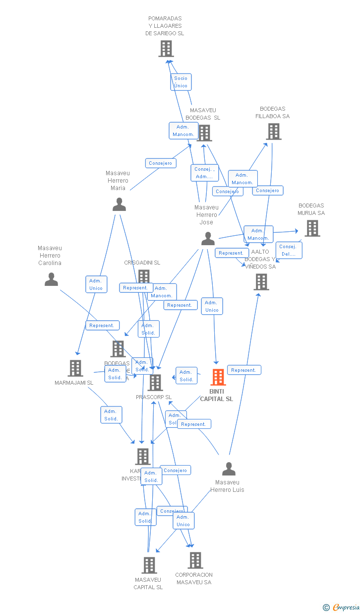 Vinculaciones societarias de BINTI CAPITAL SL