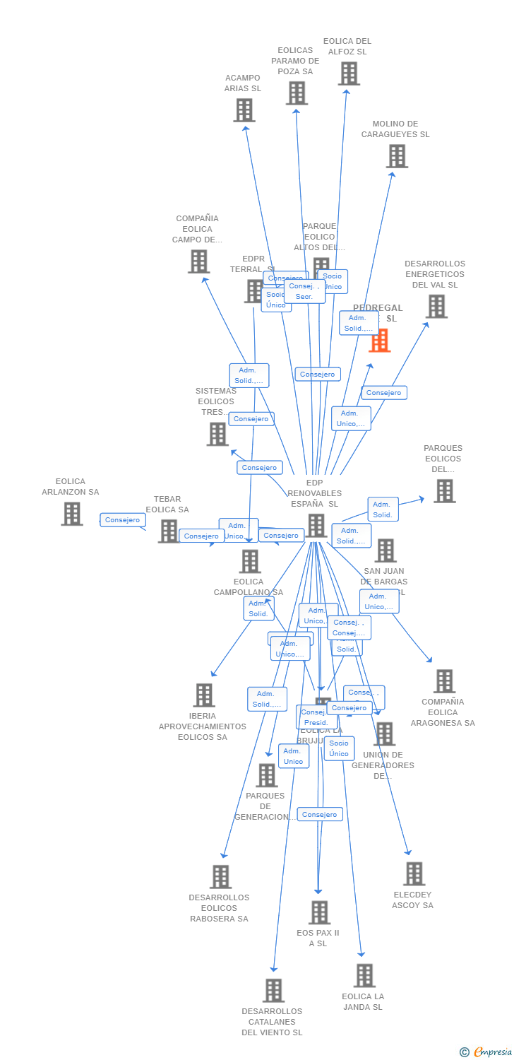 Vinculaciones societarias de PEDREGAL HIVE SL