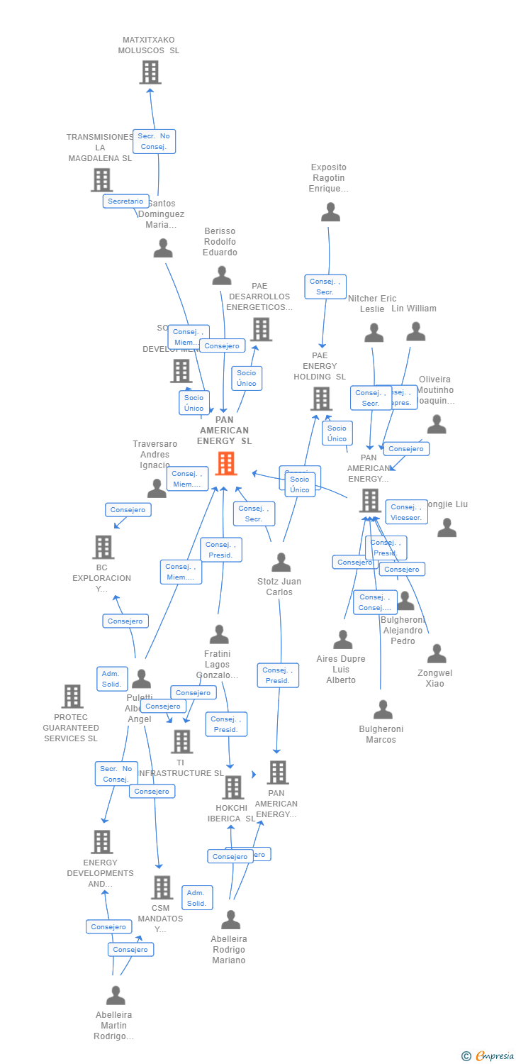 Vinculaciones societarias de PAN AMERICAN ENERGY SL