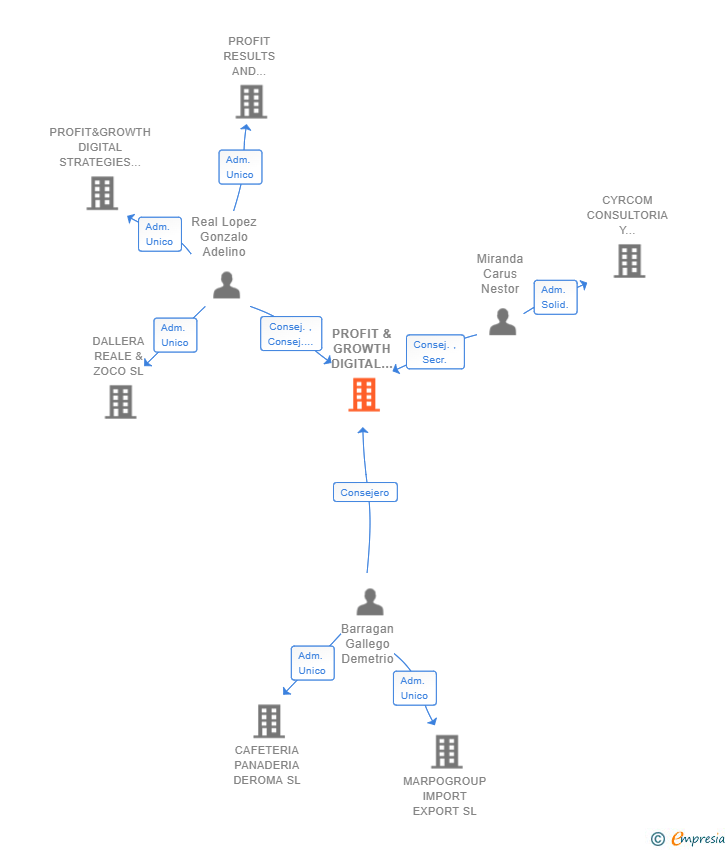 Vinculaciones societarias de PROFIT & GROWTH DIGITAL SERVICES SL