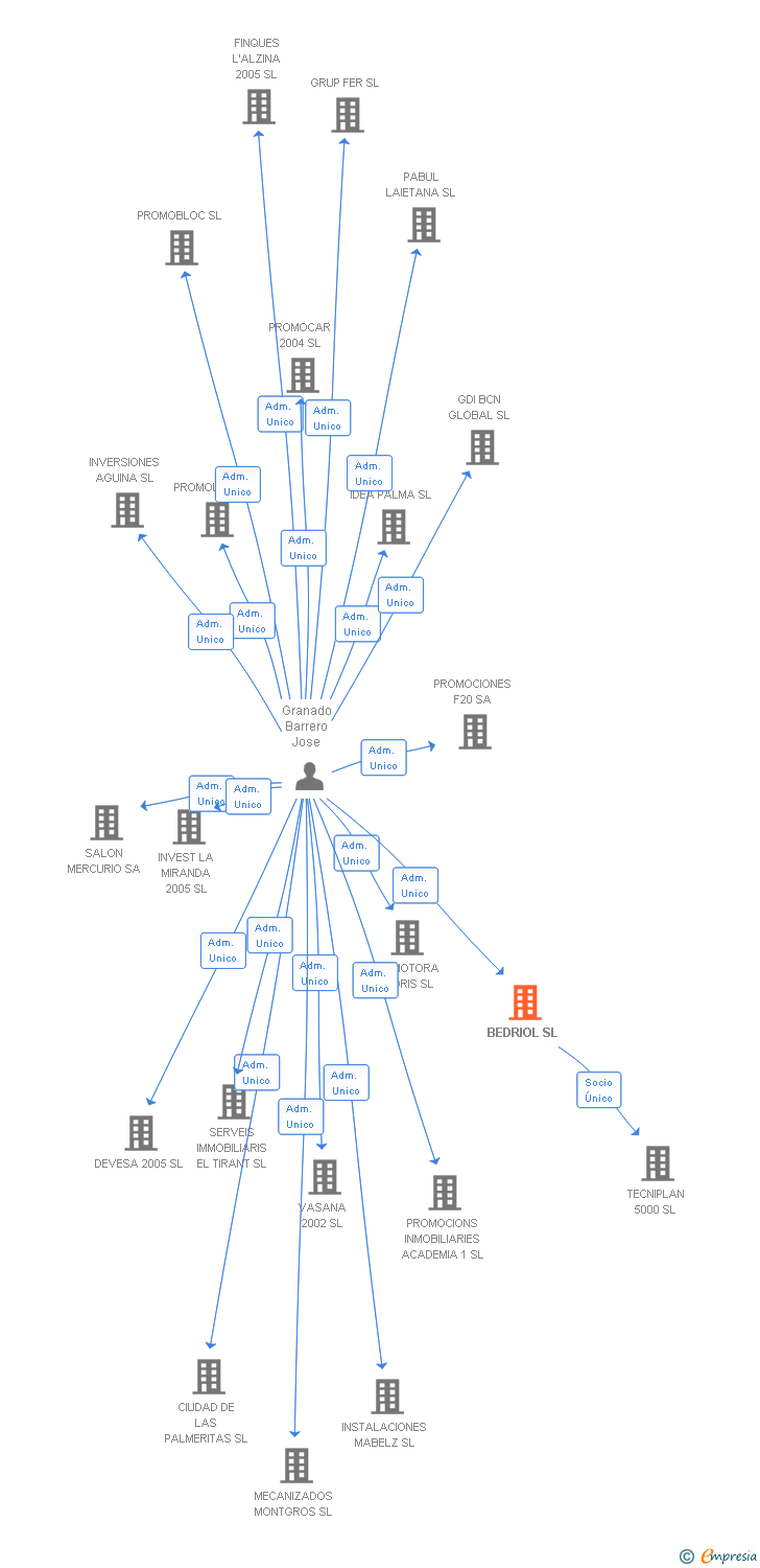 Vinculaciones societarias de BEDRIOL SL