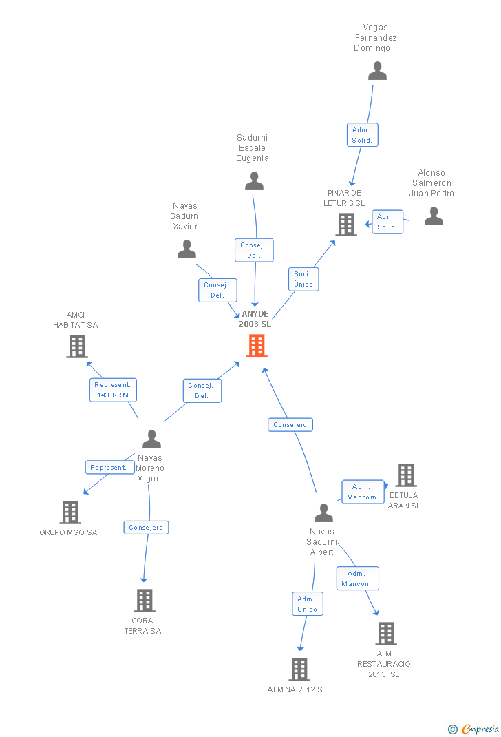 Vinculaciones societarias de ANYDE 2003 SL