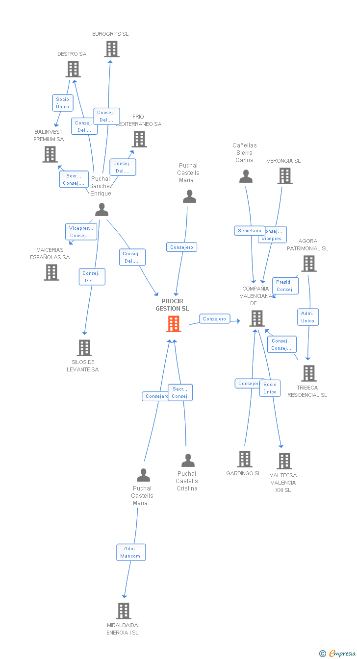 Vinculaciones societarias de PROCIR GESTION SL