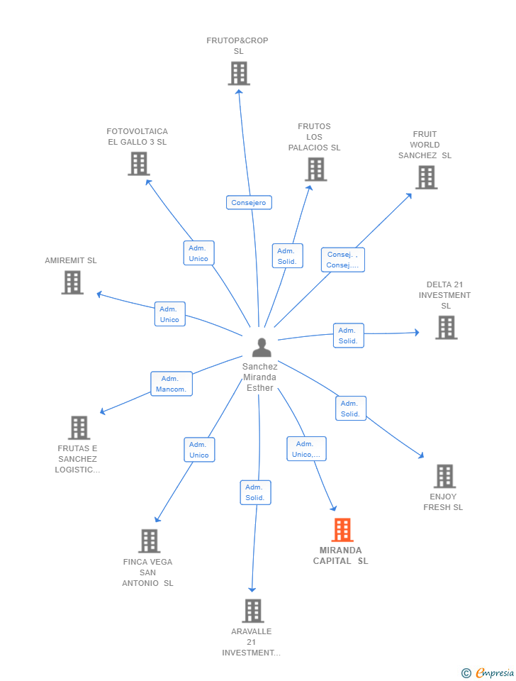 Vinculaciones societarias de MIRANDA CAPITAL SL