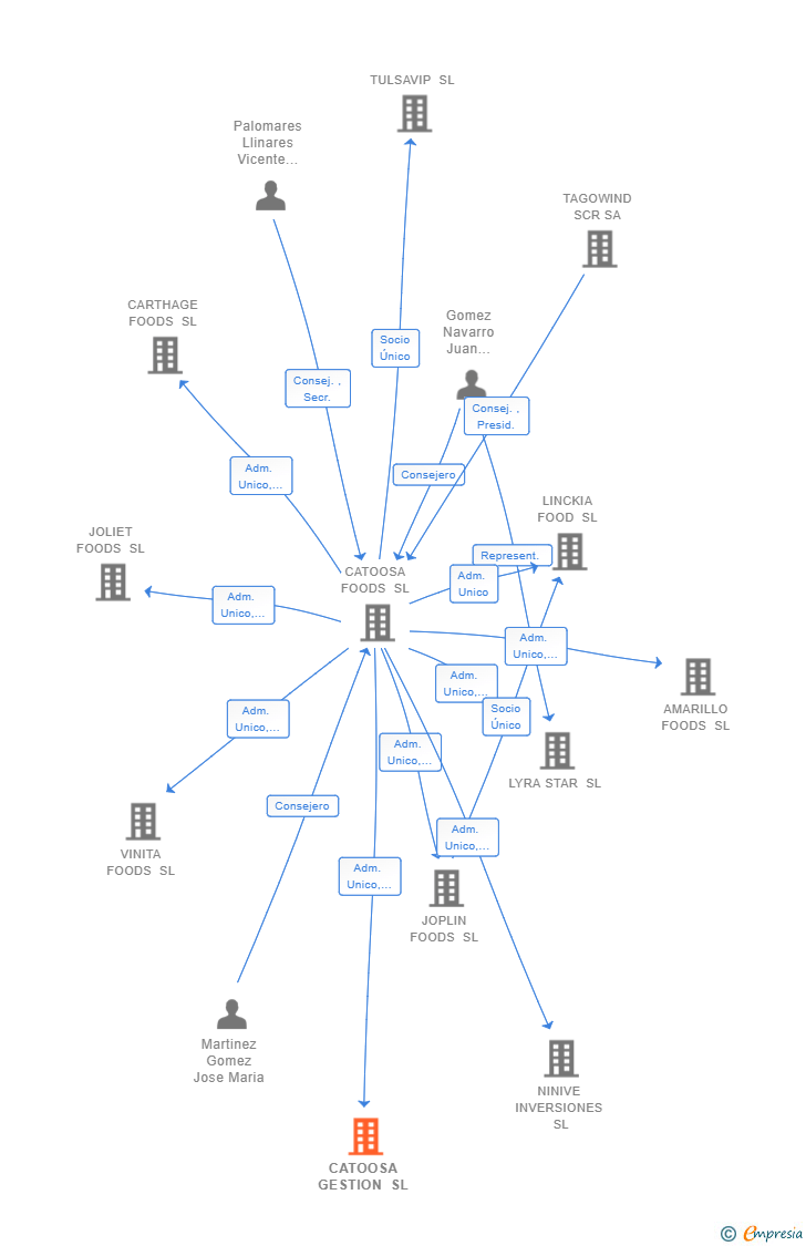 Vinculaciones societarias de CATOOSA GESTION SL