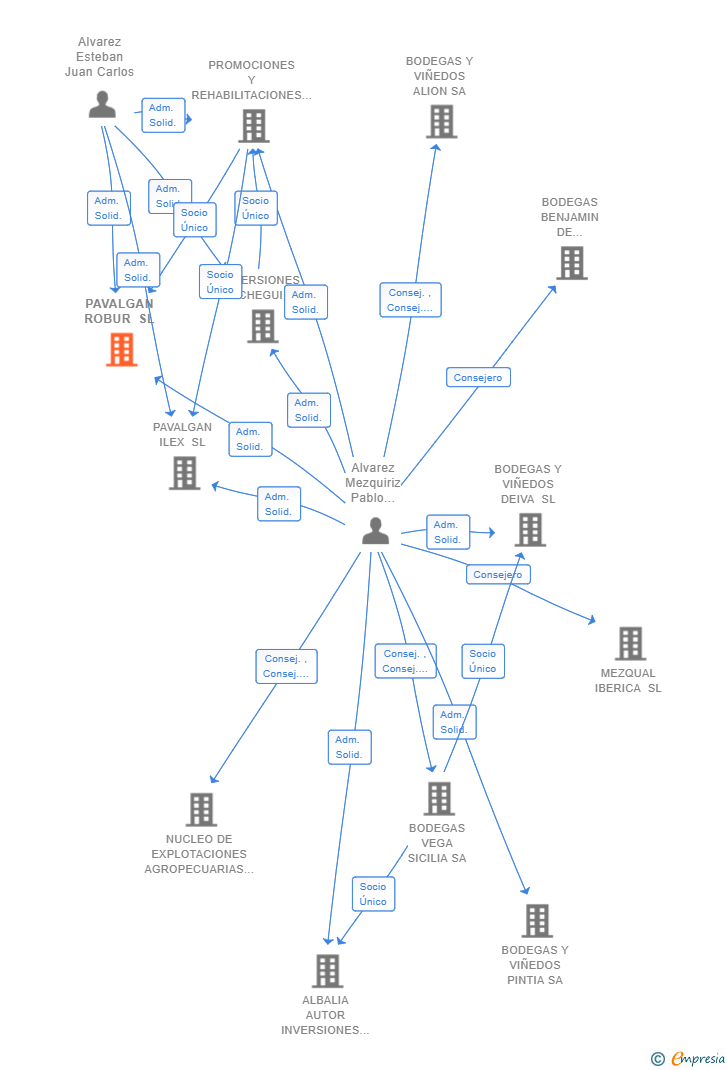Vinculaciones societarias de PAVALGAN ROBUR SL
