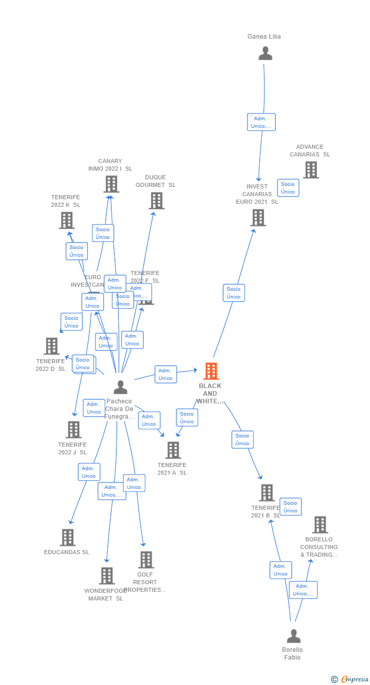 Vinculaciones societarias de BLACK AND WHITE INVERSIONES SL