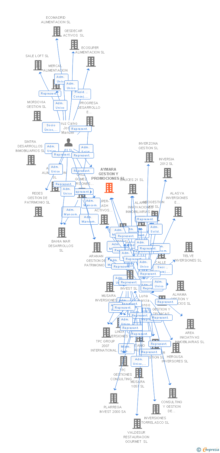 Vinculaciones societarias de AYMARA GESTION Y PROMOCIONES SL