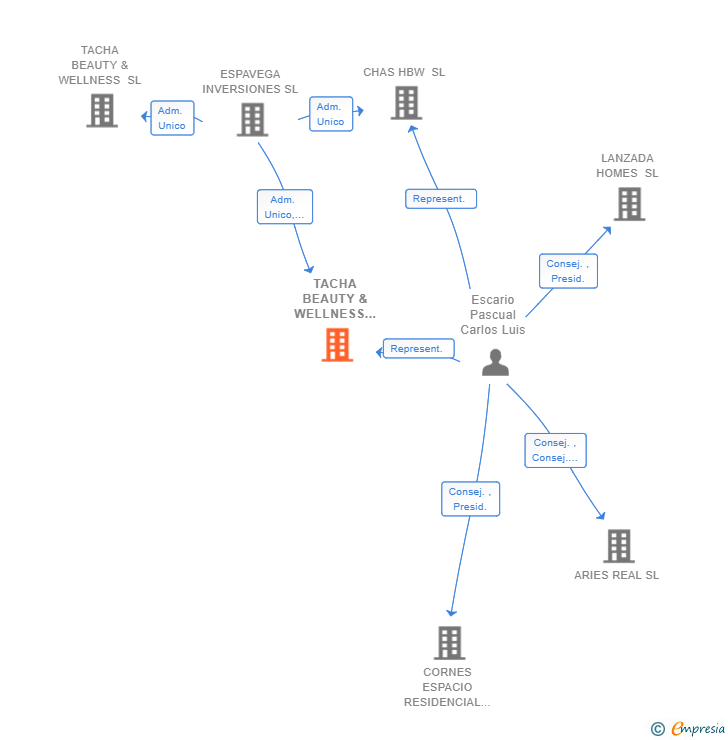 Vinculaciones societarias de TACHA BEAUTY & WELLNESS ON LINE SL