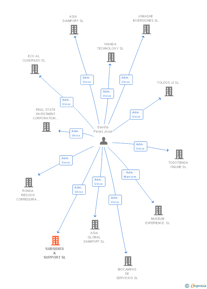 Vinculaciones societarias de SUBSIDIES & SUPPORT SL