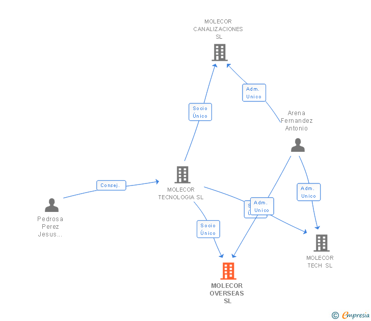 Vinculaciones societarias de MOLECOR OVERSEAS SL