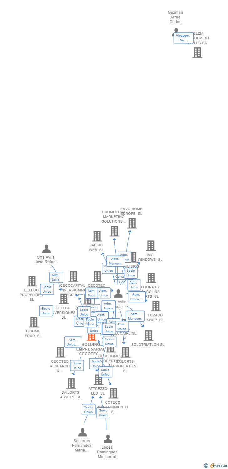 Vinculaciones societarias de HOLDING EMPRESARIAL CECOTEC INNOVACIONES SL