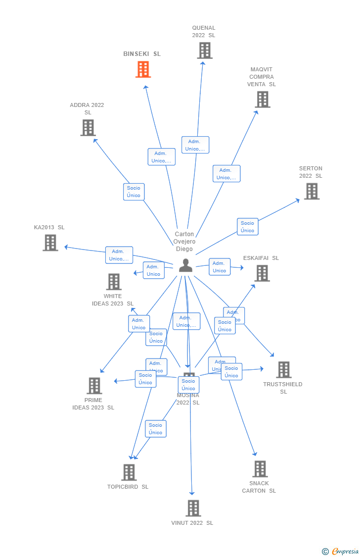Vinculaciones societarias de BINSEKI SL