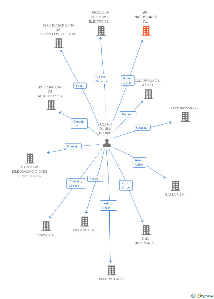 Vinculaciones societarias de AE INVERSIONES Y DESARROLLOS TECNOLOGICOS E INMOBILIARIOS SL
