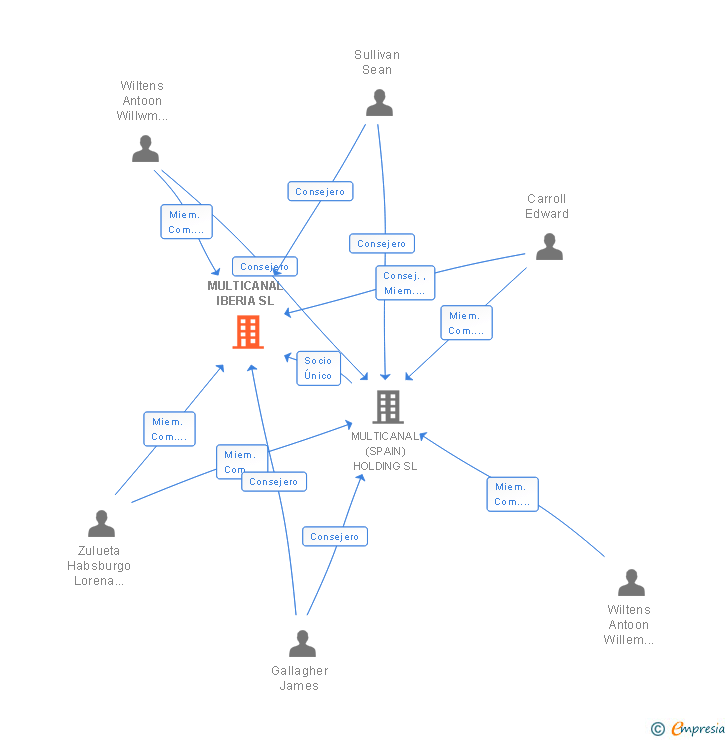 Vinculaciones societarias de MULTICANAL IBERIA SL