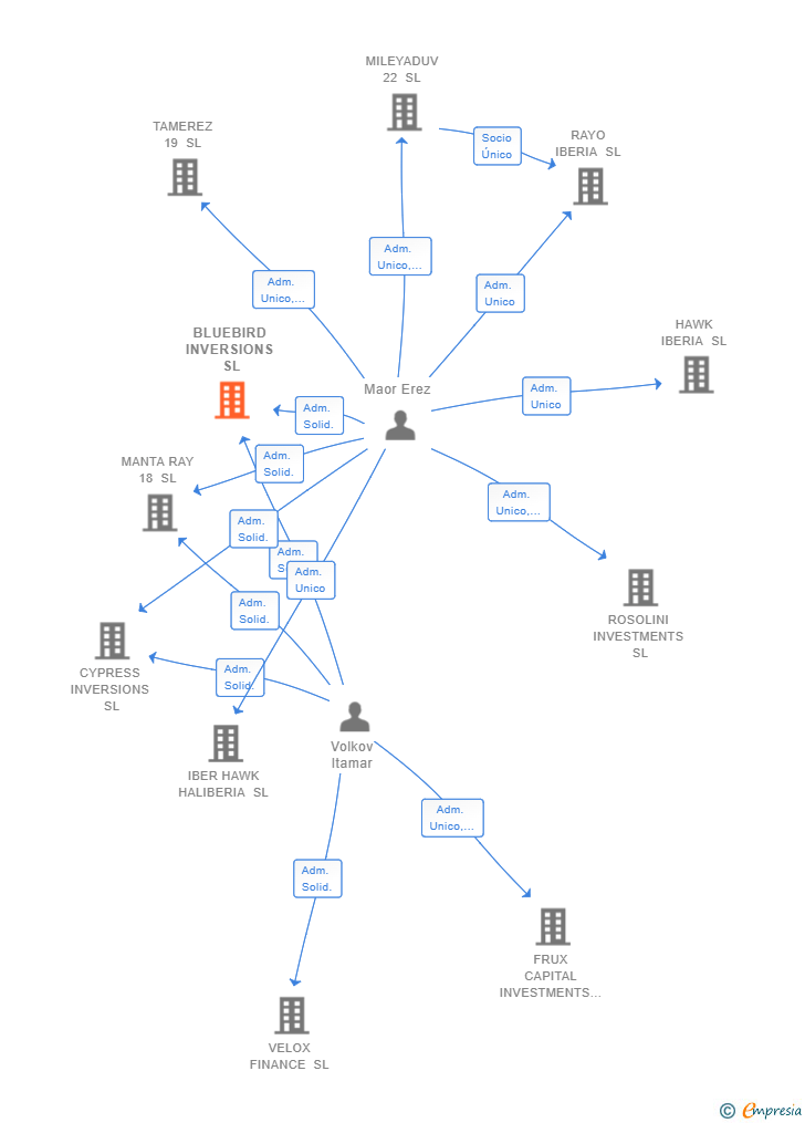Vinculaciones societarias de BLUEBIRD INVERSIONS SL