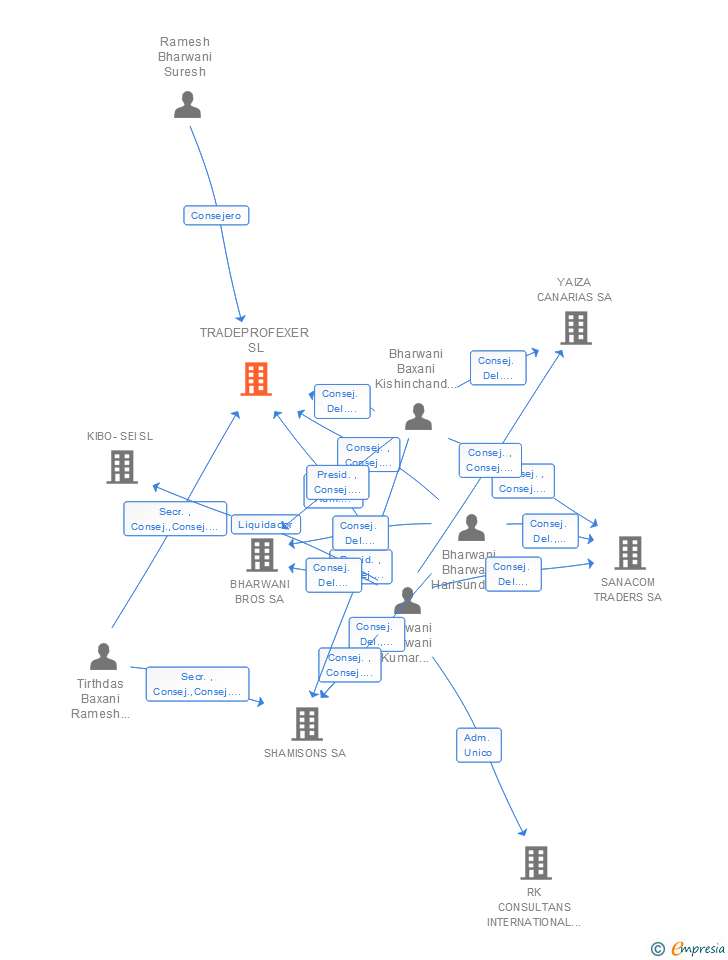 Vinculaciones societarias de TRADEPROFEXER SL