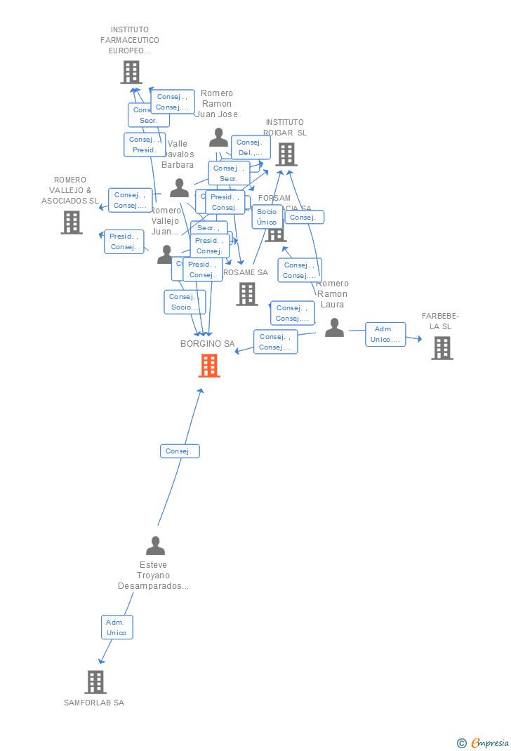 Vinculaciones societarias de BORGINO SA