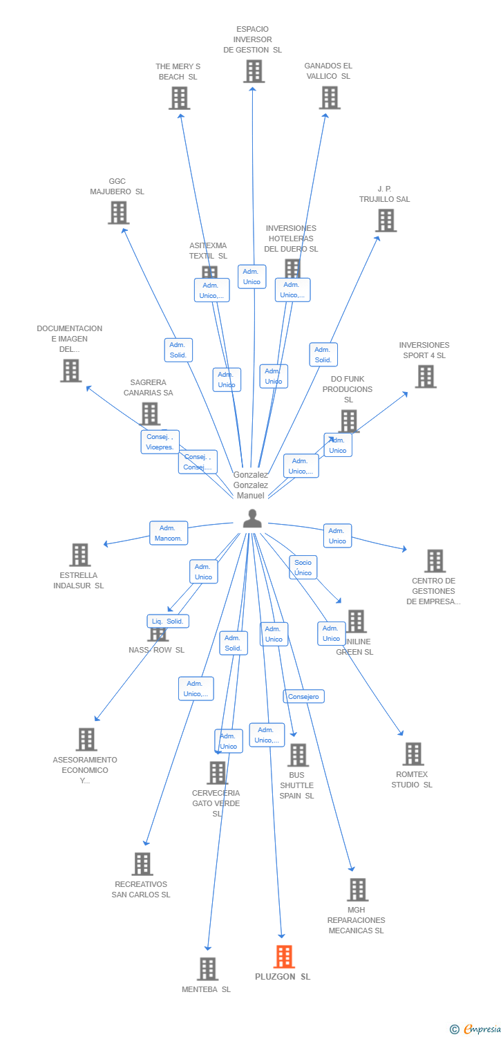 Vinculaciones societarias de PLUZGON SL