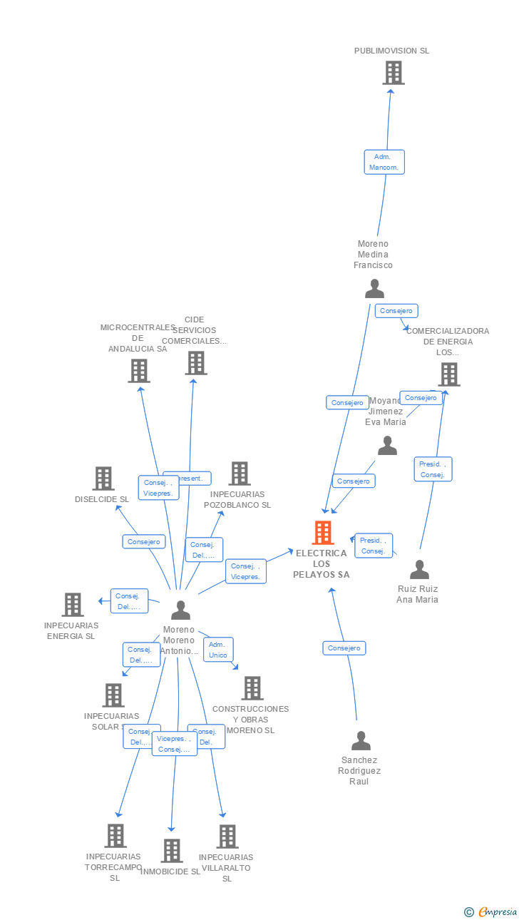 Vinculaciones societarias de ELECTRICA LOS PELAYOS SA