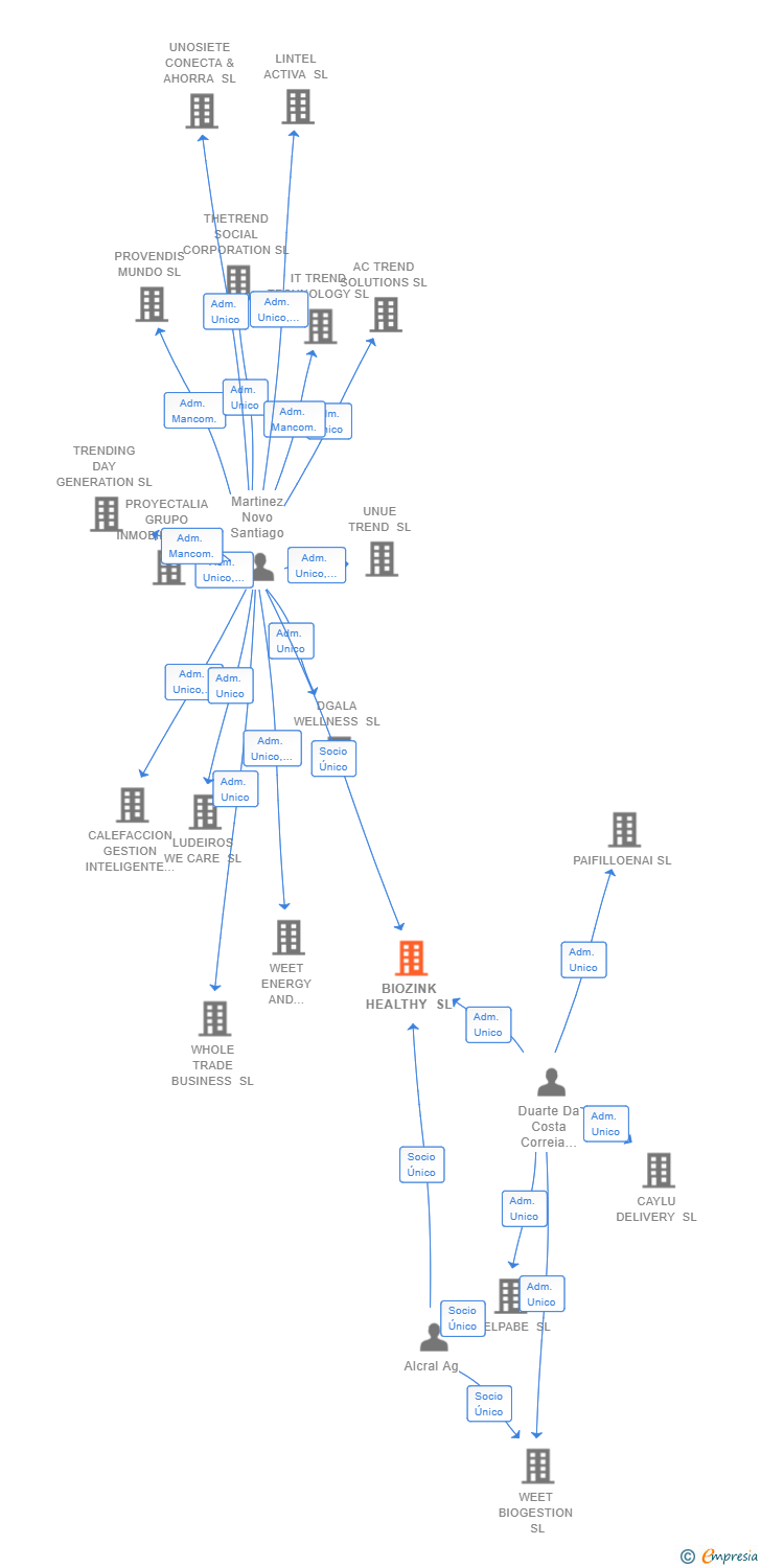 Vinculaciones societarias de BIOZINK HEALTHY SL
