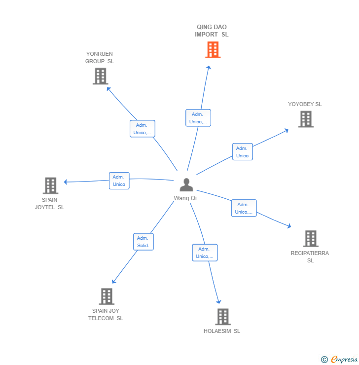 Vinculaciones societarias de QING DAO IMPORT SL