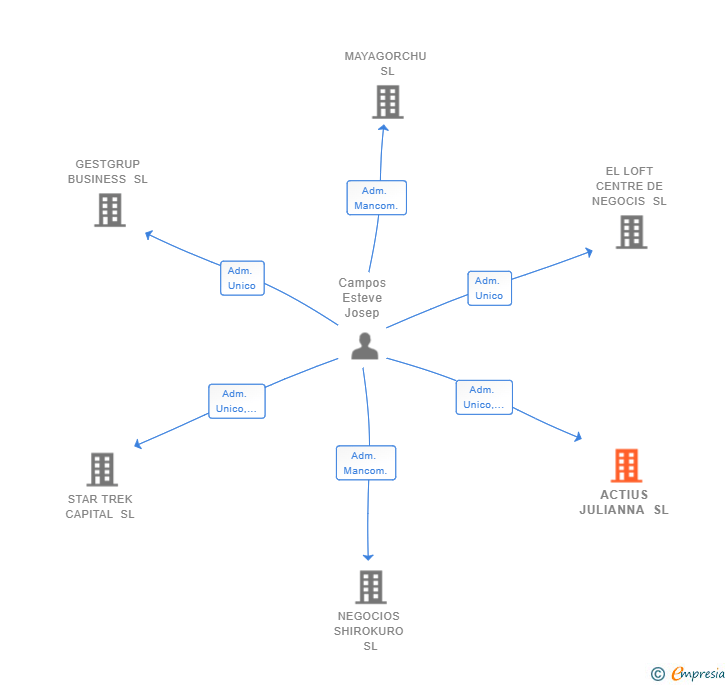 Vinculaciones societarias de ACTIUS JULIANNA SL