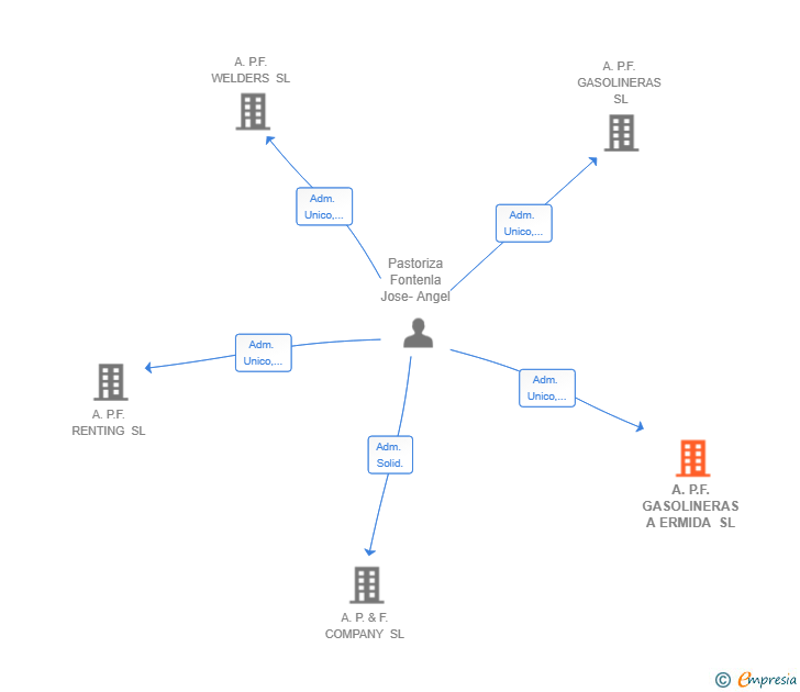 Vinculaciones societarias de A.P.F. GASOLINERAS A ERMIDA SL