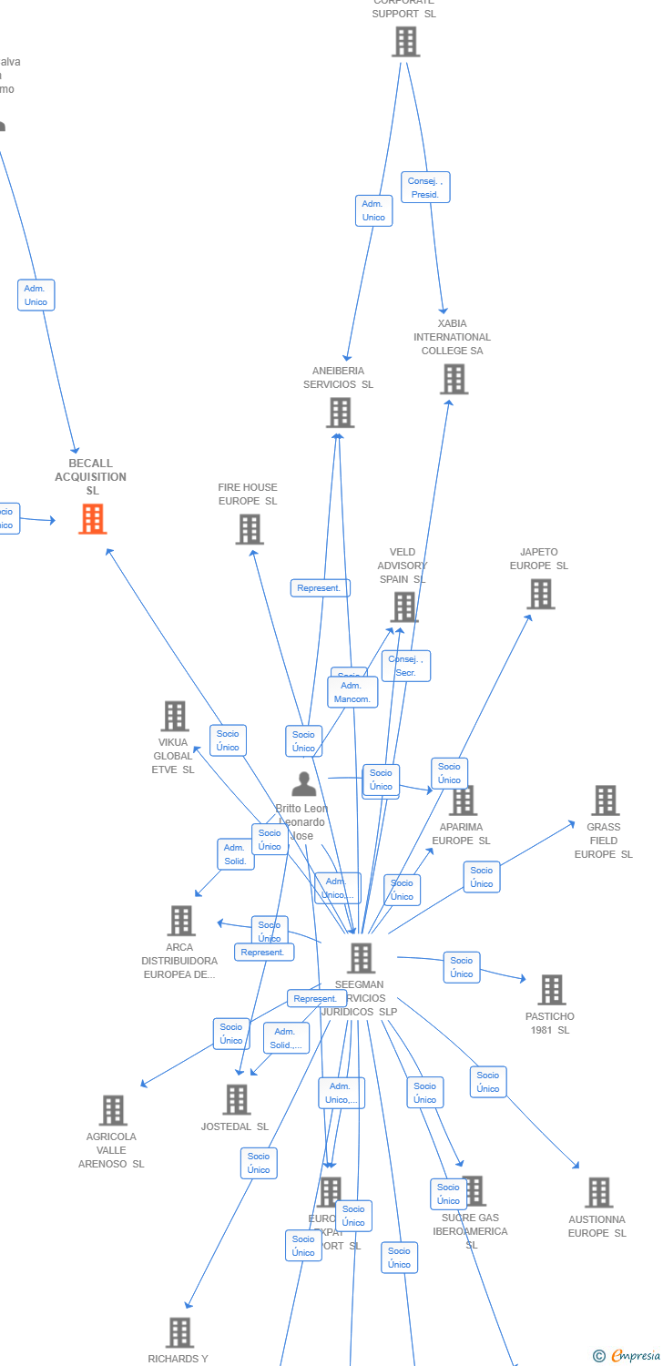 Vinculaciones societarias de BECALL ACQUISITION SL